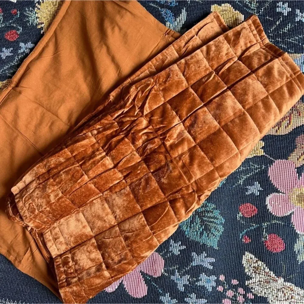 Rust Amber Velvet King Quilt Set Coverlet Luxury Bedding Comforter Shams NEW